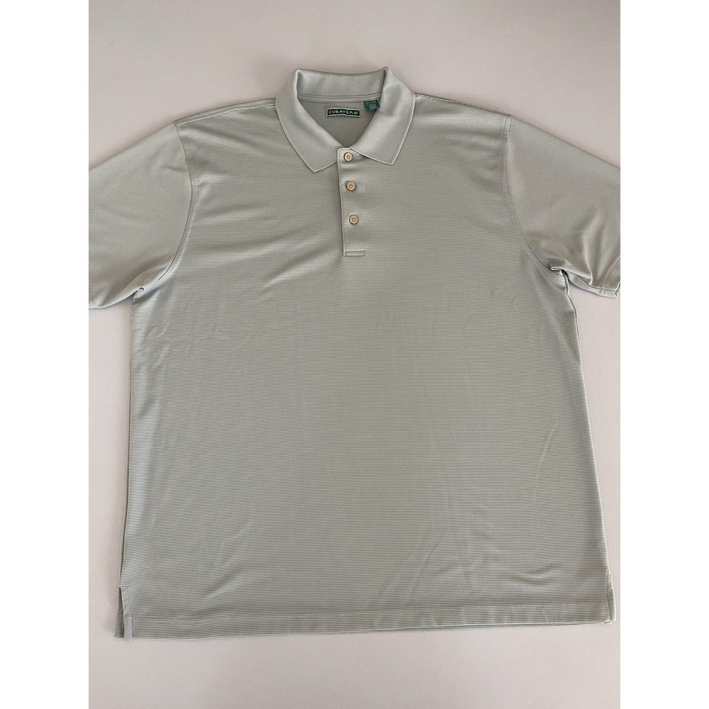 Cubavera Mens Casual Short Sleeve Polo Shirt Gray Silver Ribbed Textured XXL